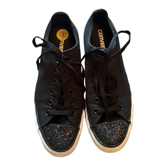 Converse Women's Black Glitter Sneakers Womens Size 9 - Picture 5 of 7